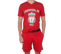 Liverpool FC Officiel - Ensemble de Pyjama Court thème Football - Homme - Rouge/Blason - Medium