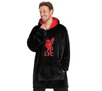 Liverpool FC Pull Plaid Homme, Sweat Oversize Polaire Homme avec Poche Kangourou (Noir)