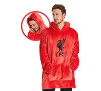 Liverpool FC Pull Plaid Homme, Sweat Oversize Polaire Homme avec Poche Kangourou (Rouge)