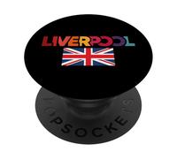 Liverpool Lettres colorées Union Jack Drapeau Angleterre PopSockets PopGrip Adhésif