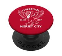 Liverpool Mersey, City Since 1207, Grand Oiseau de Foie imprimé Blanc PopSockets PopGrip Adhésif