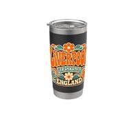 Liverpool Merseyside England Groovy Imprimé floral Gobelet isotherme en acier inoxydable double paroi
