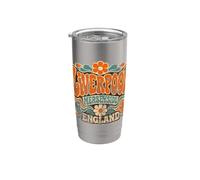 Liverpool Merseyside England Imprimé floral vieilli Gobelet isotherme en acier inoxydable double paroi