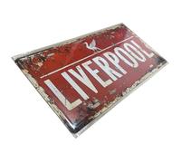 Liverpool Plaque en métal vintage 30 x 15 cm - Plaque murale rétro avec finition rouge vieilli - Décoration murale de style urbain britannique pour bar, garage, maison