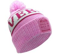Liverpool Style Bonnet à pompon Rose Blanc Magenta chiné Taille adulte Patch tissé