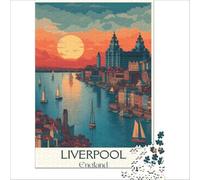 Liverpool Waterfront Poster Puzzles 1000 pièces | puzzle relaxant pour la pleine conscience un passe temps paisible pour se concentrer et profiter d'un moment calme38x52cm
