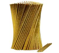 Lives on Green Lot de 1 000 pailles jetables en papier, dorées, 19,7 x 0,6 cm, pour fête, mariage, vacances
