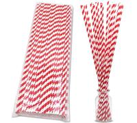 Lives on Green Lot de 100 pailles en papier jetables extra longues de 45,7 x 0,6 cm, pour boire, bricolage et bricolage, bâtonnets de barbe à papa, rayures rouges et blanches