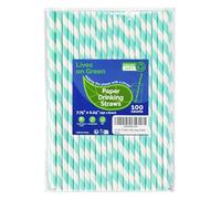 Lives on Green Lot de 100 pailles jetables en papier bleu clair, 19,7 cm, respectueuses de l'environnement, pour fête prénatale, décoration, loisirs créatifs