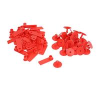 Livestock Ear Tag, Animal Identification Label for Cattle Sheep Pigs, Handwritable Red PP Ear Marker with Pins, Durable and Easy to Read from Distance, 100 Set