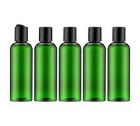 Livfa 100ml Bouteille de Flacon Voyage Vide, Anti-Fuite Contenant, Rechargeable Avec Etiquette Pour Shampoing, Lotion, Cosmétiques(5pcs,Vert)