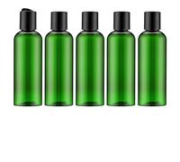Livfa Lot de 5 Flacons de Voyage 100 ml, Bouteilles Vides Rechargeables avec Étiquettes, Flacons Transparents pour Shampooing, Gel Douche, Lotion, Trousse de Toilette, Bagage Cabine Vert