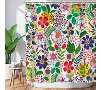 LIVILAN Rideau de Douche à Motif Floral - Motif Floral coloré bohème Unique en Tissu bohème pour Salle de Bain avec 12 Crochets, 183 x 183 cm