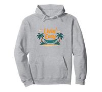 Livin' Easy Tropical Beach Hamac Vacances Sweat à Capuche, Unisexe pour Adultes, Gris Chiné, L