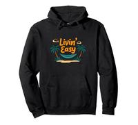 Livin' Easy Tropical Beach Hamac Vacances Sweat à Capuche, Unisexe pour Adultes, Noir, L