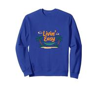 Livin' Easy Tropical Beach Hamac Vacances Sweatshirt, Unisexe pour Adultes, Bleu Royal, XL