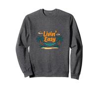 Livin' Easy Tropical Beach Hamac Vacances Sweatshirt, Unisexe pour Adultes, Chiné Foncé, M