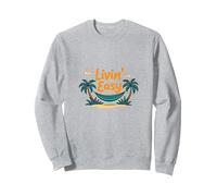 Livin' Easy Tropical Beach Hamac Vacances Sweatshirt, Unisexe pour Adultes, Gris Chiné, S
