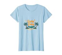 Livin' Easy Tropical Beach Hamac Vacances T-Shirt, Femme, Bleu Céleste, XXL