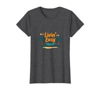 Livin' Easy Tropical Beach Hamac Vacances T-Shirt, Femme, Chiné Foncé, XXL