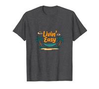 Livin' Easy Tropical Beach Hamac Vacances T-Shirt, Homme, Chiné Foncé, XL
