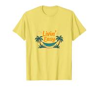Livin' Easy Tropical Beach Hamac Vacances T-Shirt, Homme, Citron, L