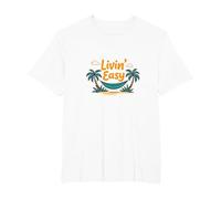 Livin' Easy Tropical Beach Hamac Vacances T-Shirt, Homme Grandes Tailles, Blanc, 6X Tall