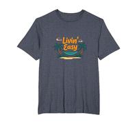 Livin' Easy Tropical Beach Hamac Vacances T-Shirt, Homme Grandes Tailles, Bleu Chiné, 6X Tall
