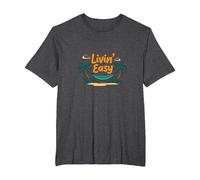 Livin' Easy Tropical Beach Hamac Vacances T-Shirt, Homme Grandes Tailles, Chiné Foncé, 5X Tall