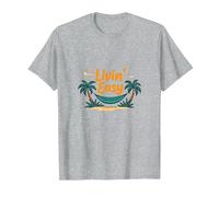 Livin' Easy Tropical Beach Hamac Vacances T-Shirt, Homme, Gris Chiné, 6XL