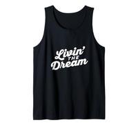 Livin The Dream Retro 70s Cursive Slant Sweat à Capuche (foncé) Débardeur