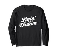 Livin The Dream Retro 70s Cursive Slant Sweat à Capuche (foncé) Manche Longue