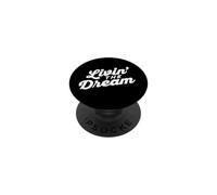 Livin The Dream Retro 70s Cursive Slant Sweat à Capuche (foncé) PopSockets PopGrip Adhésif