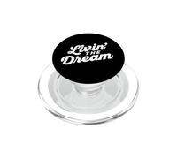 Livin The Dream Retro 70s Cursive Slant Sweat à Capuche (foncé) PopSockets PopGrip pour MagSafe