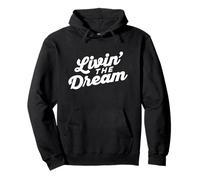 Livin The Dream Retro 70s Cursive Slant Sweat à Capuche (foncé) Sweat à Capuche