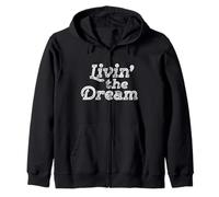 Livin The Dream Vintage années 70 Inline Weathered (Dark) Sweat à Capuche