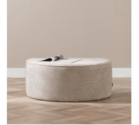 Livin24 Pouf arrondi Mio demi-lune velours côtelé taupe