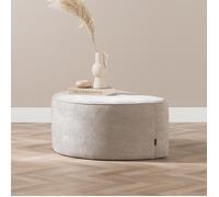Livin24 Pouf arrondi Neso demi-lune tissu mélange taupe