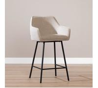 Livin24 Tabouret de bar Ciara tissu lin taupe 65 70 et 78 cm