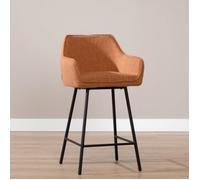 Livin24 Tabouret de bar Ciara tissu lin terracotta 65 70 et 78 cm