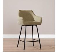 Livin24 Tabouret de bar Ciara tissu lin vert olive 65 70 et 78 cm
