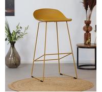 Livin24 Tabouret de bar Ellen jaune design Scandinave 76 cm