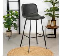 Livin24 Tabouret de bar industriel Mikky noir eco-cuir 65-78 cm