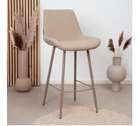 Livin24 Tabouret de bar scandinave Maud taupe 72 cm tissu recyclé