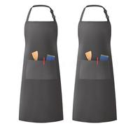 LivinEase Lot de 2 tabliers Bip unisexes réglables pour homme et femme - Tabliers de chef à 2 poches pour homme et femme - Tabliers 100% coton pour la cuisine (Charbon, Pack of 2)