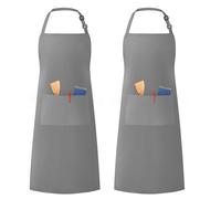 LivinEase Tabliers réglables unisexes pour hommes et femmes - Tabliers de chef à 2 poches pour hommes et femmes (Gris, Pack of 2)