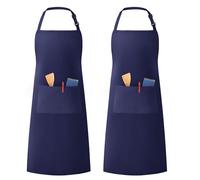 LivinEase Tabliers réglables unisexes pour hommes et femmes - Tabliers de chef à 2 poches pour hommes et femmes (Marine, Pack of 2)