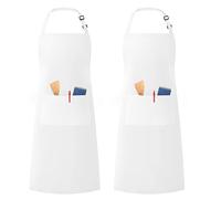 LivinEase Tabliers réglables unisexes pour hommes et femmes - Tabliers de chef à 2 poches pour hommes et femmes (Blanc, Pack of 2)