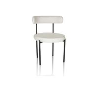 HJH Office – Chaise rembourrée TEDIO – Tissu Teddy, pieds métal – Blanc