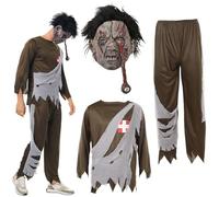 Living Dead Costume de zombie pour homme et adulte Costume de mort-vivre-mort horreur avec masque pour fête d'Halloween, cosplay, carnaval et carnaval (2XL)